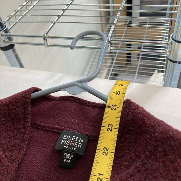Eileen Fisher Burgundy Cotton Lambswool Blend Jacket Size M Petite Lagenlook - Picture 3 of 13